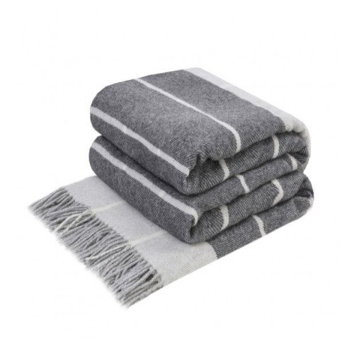 Wool plaid white smoky dark-gray check