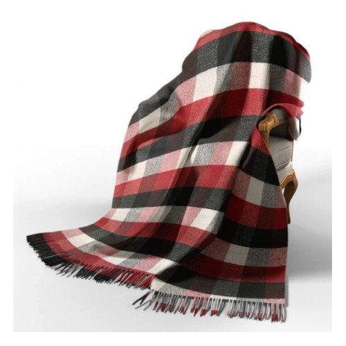 Wool plaid white red black check