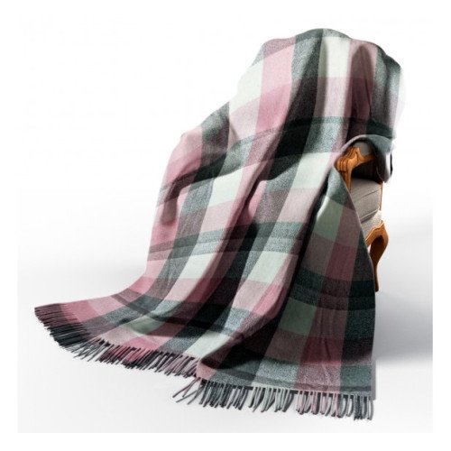 Wool plaid white pink smoky check