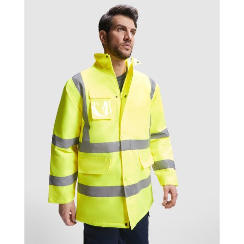 Man's high-visibility parka...