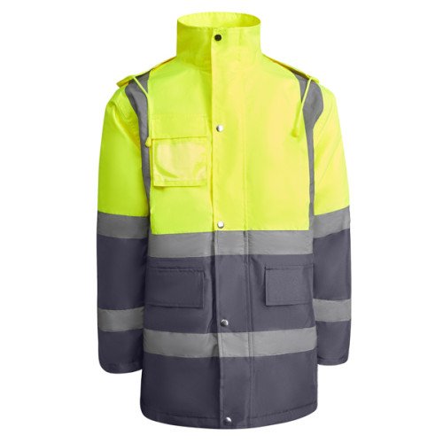 Man's high-visibility parka...
