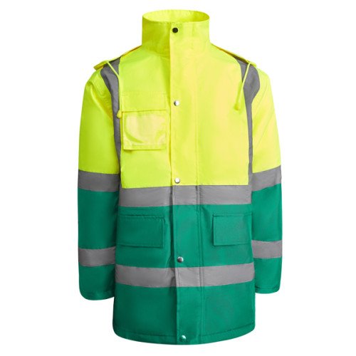 Man's high-visibility parka...