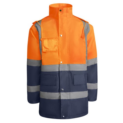 Man's high-visibility parka...