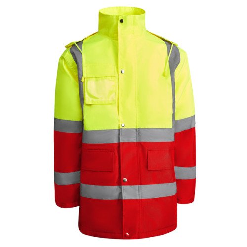 Man's high-visibility parka...
