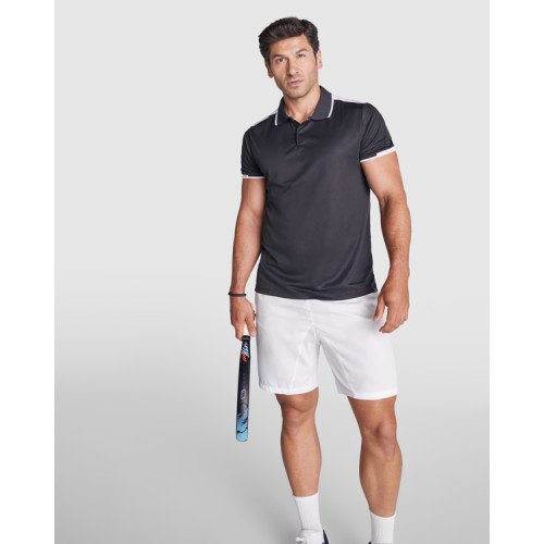 Man's technical polo shirt TAMIL, black/white