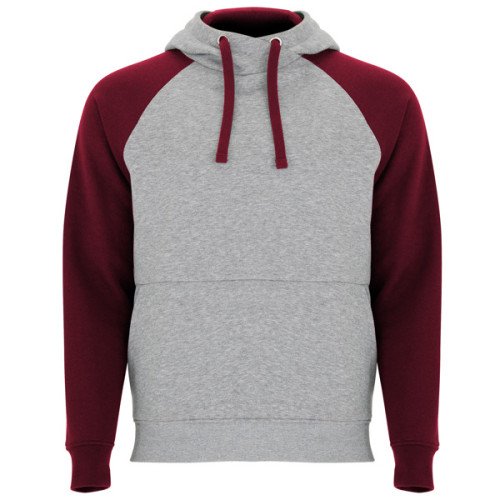 Unisex two-colour hoodie BADET, heather grey/garnet