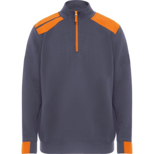 Man's half zip sweater MAVERICK, lead/orange