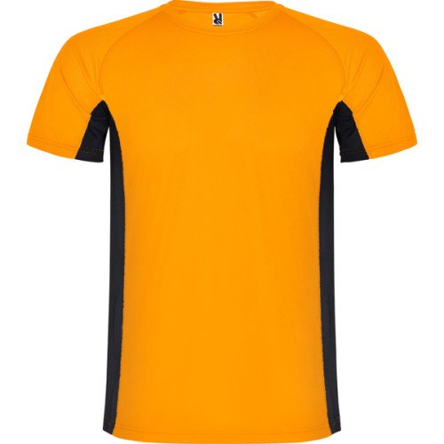 Kid's technical t-shirt SHANGHAI, fluor orange/black